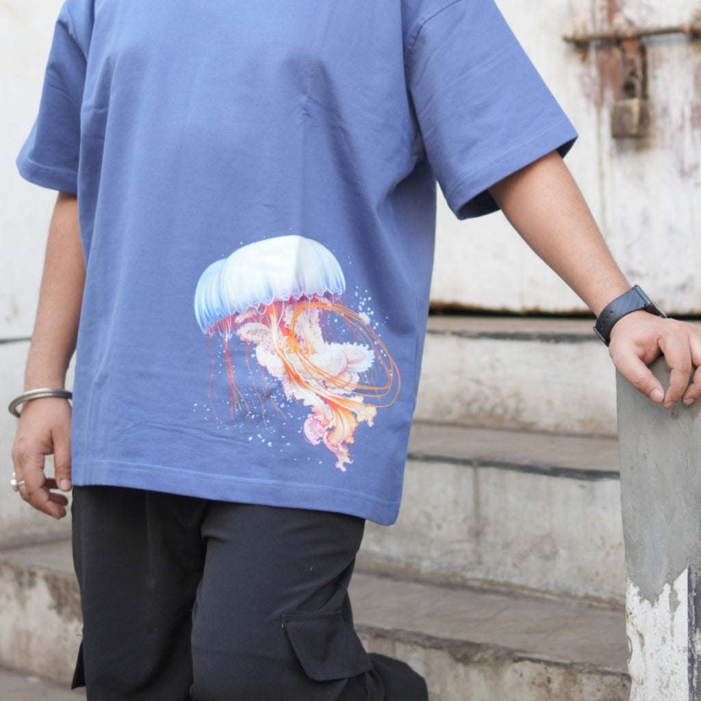 BEYOND SURFACE - Blue Oversized T-Shirt