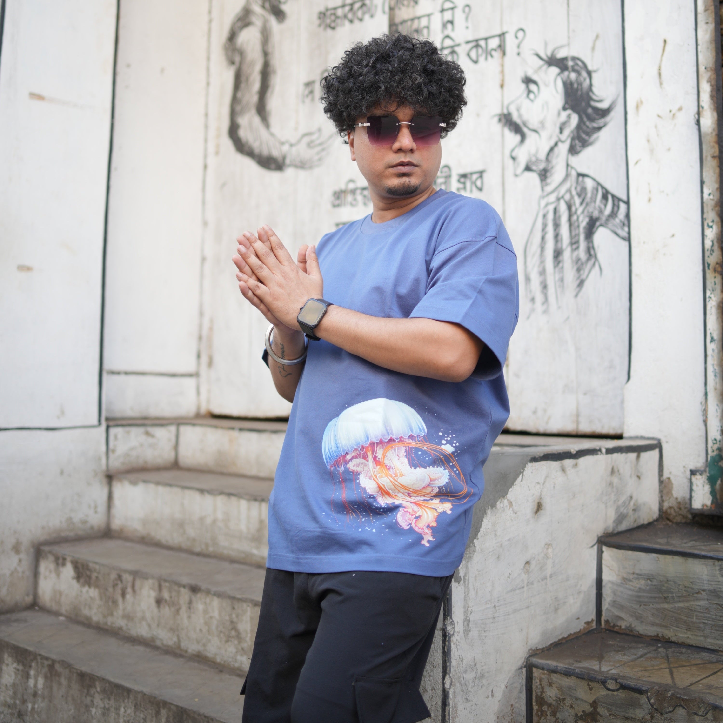 BEYOND SURFACE - Blue Oversized T-Shirt