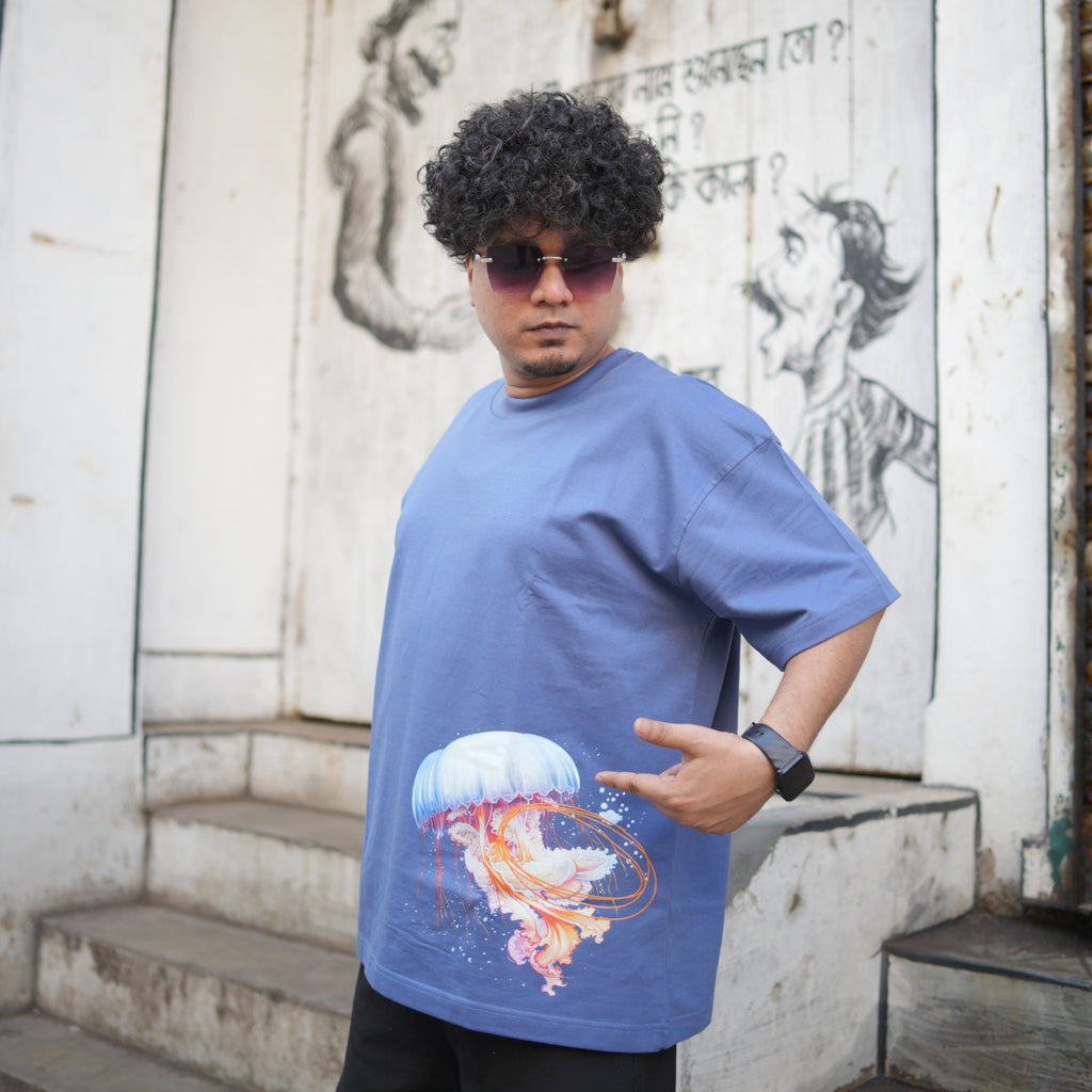 BEYOND SURFACE - Blue Oversized T-Shirt