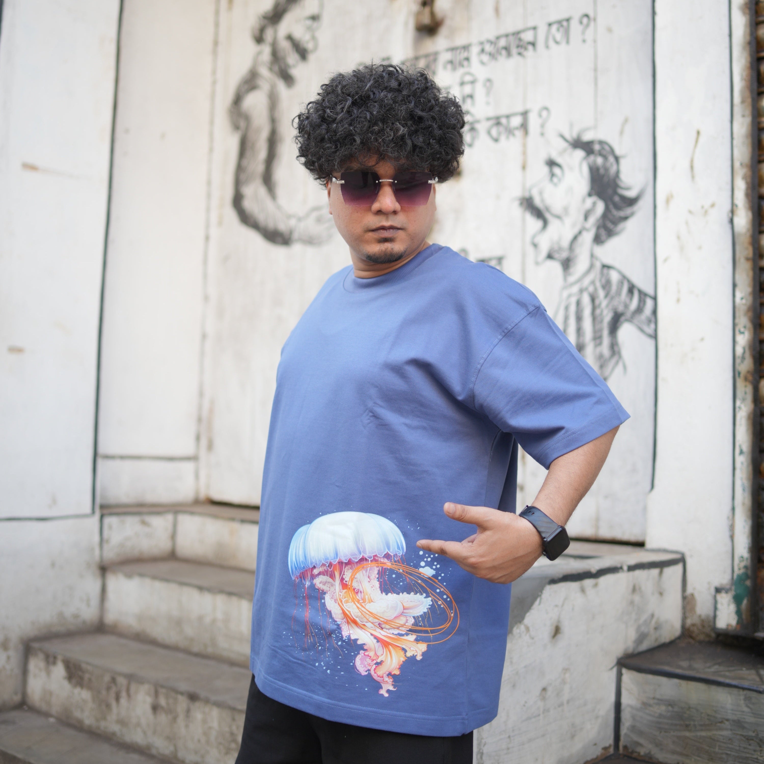 BEYOND SURFACE - Blue Oversized T-Shirt