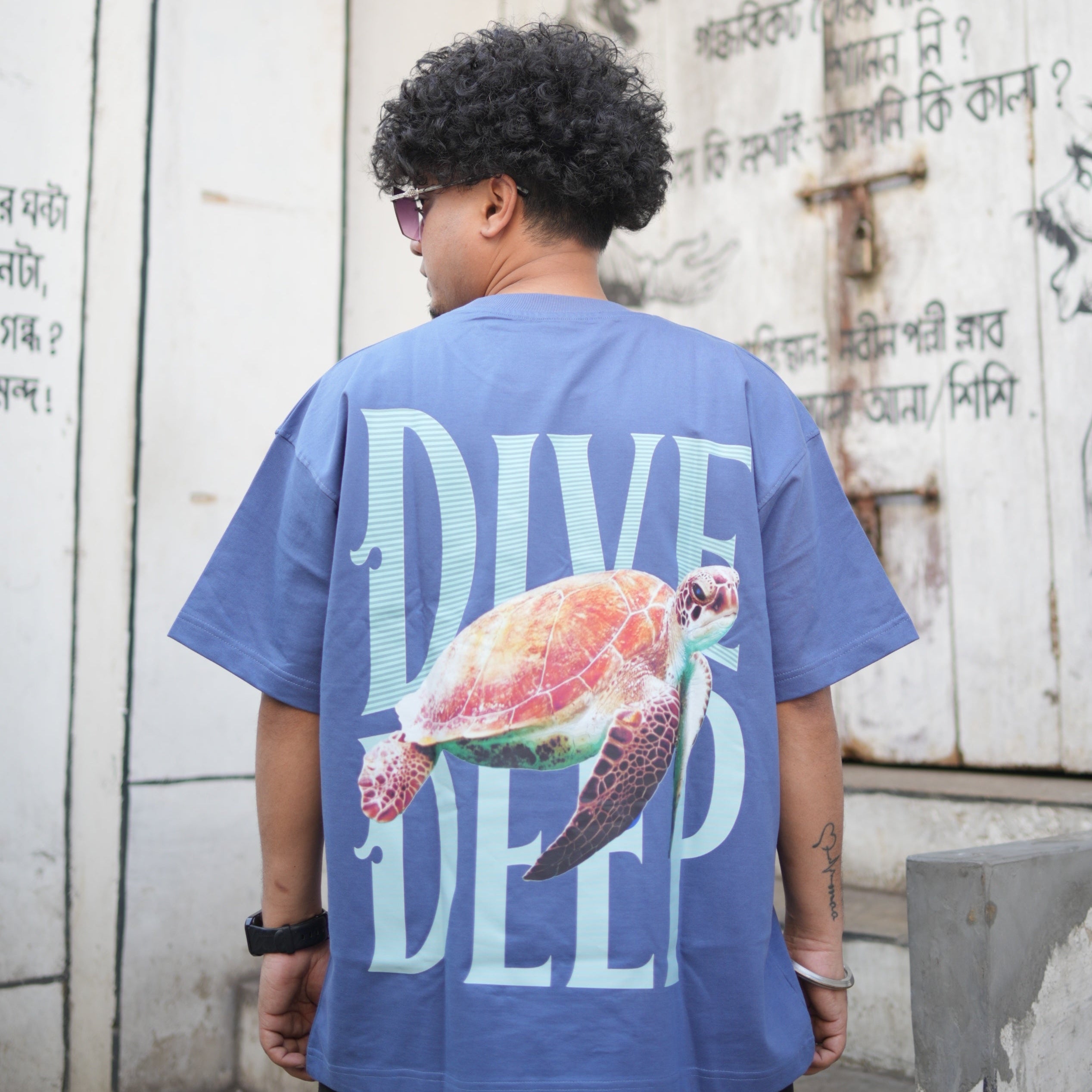 BEYOND SURFACE - Blue Oversized T-Shirt