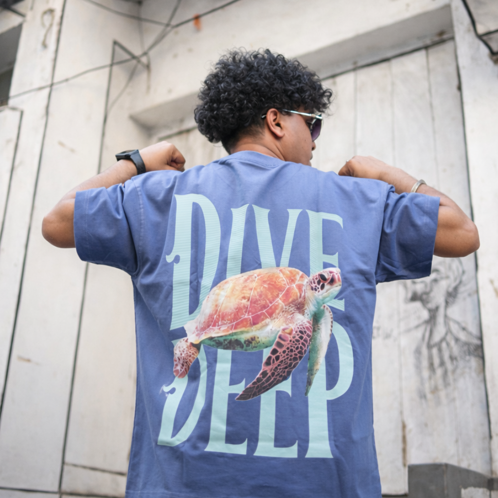 BEYOND SURFACE - Blue Oversized T-Shirt