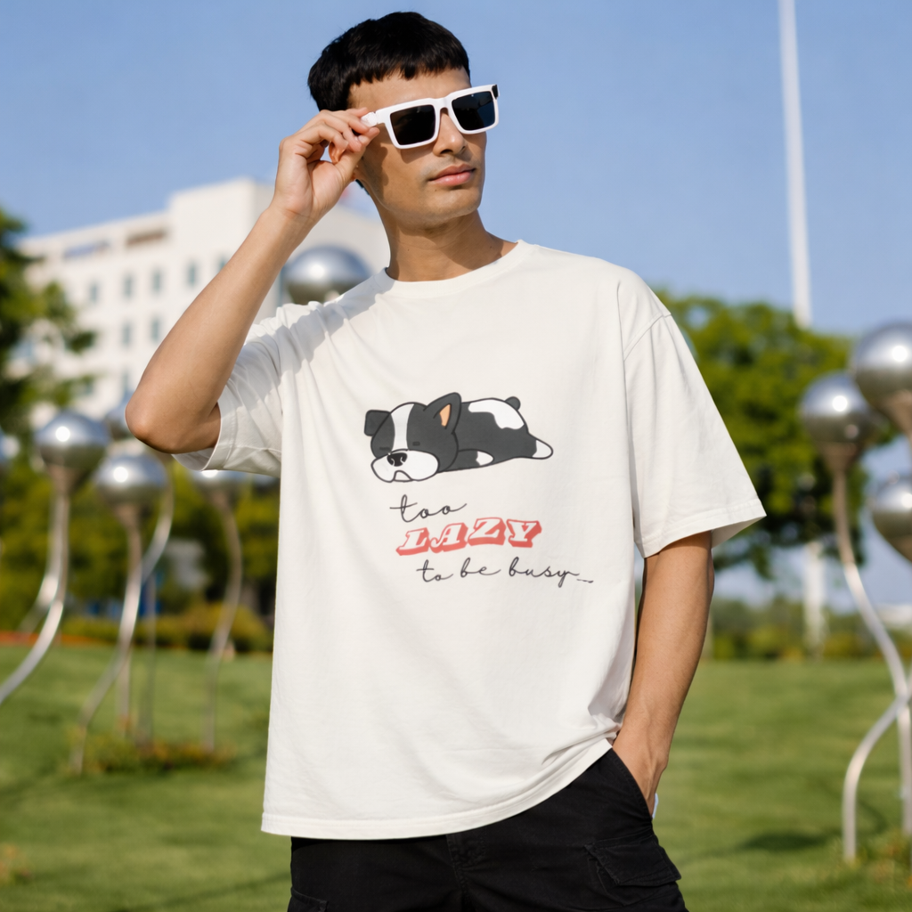 TOO LAZY TO NAME IT - Off White Oversized T-Shirt