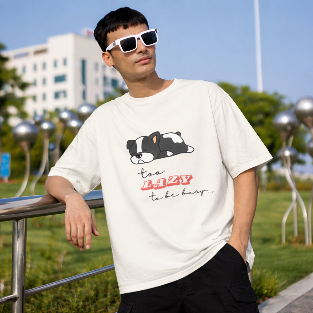 TOO LAZY TO NAME IT - Off White Oversized T-Shirt