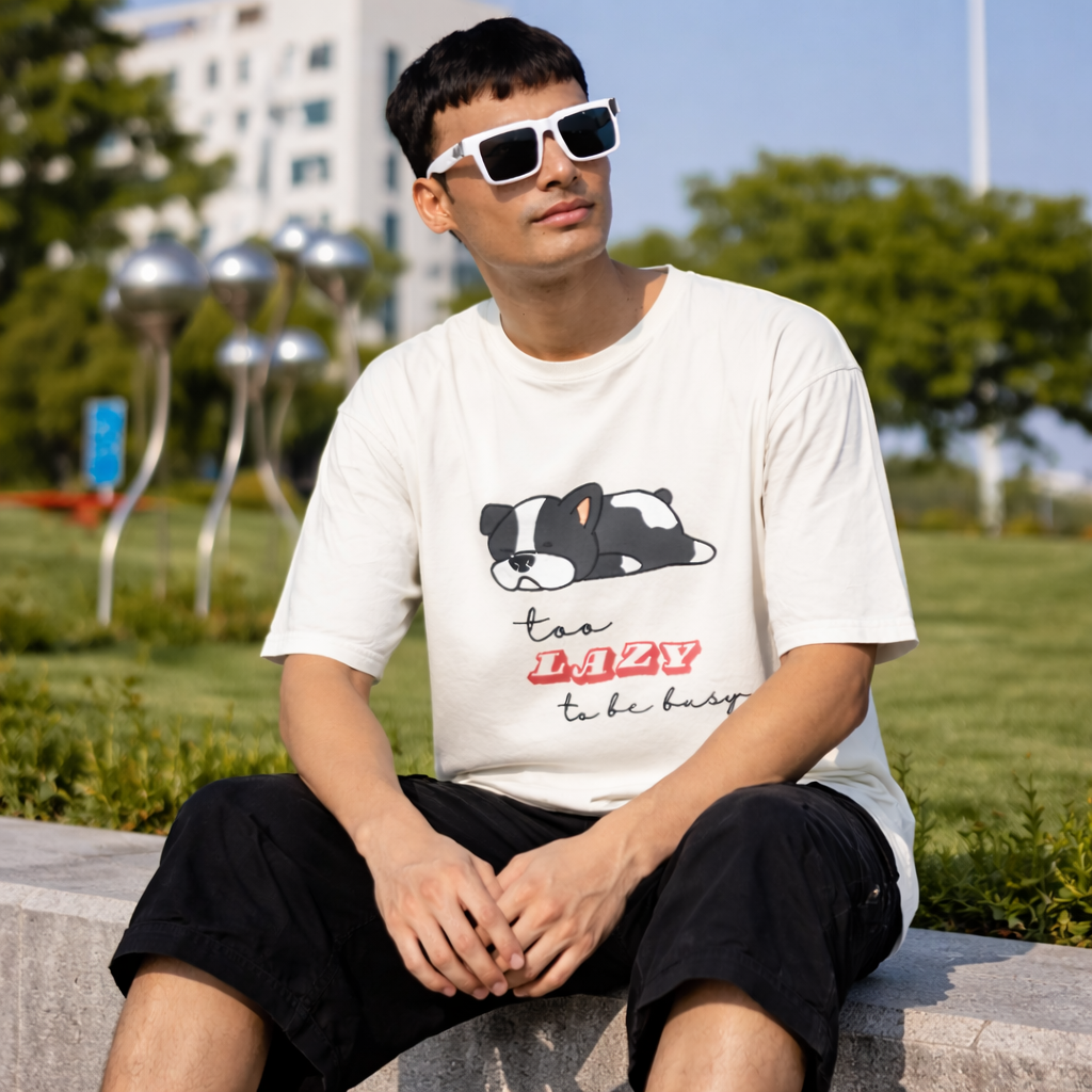 TOO LAZY TO NAME IT - Off White Oversized T-Shirt
