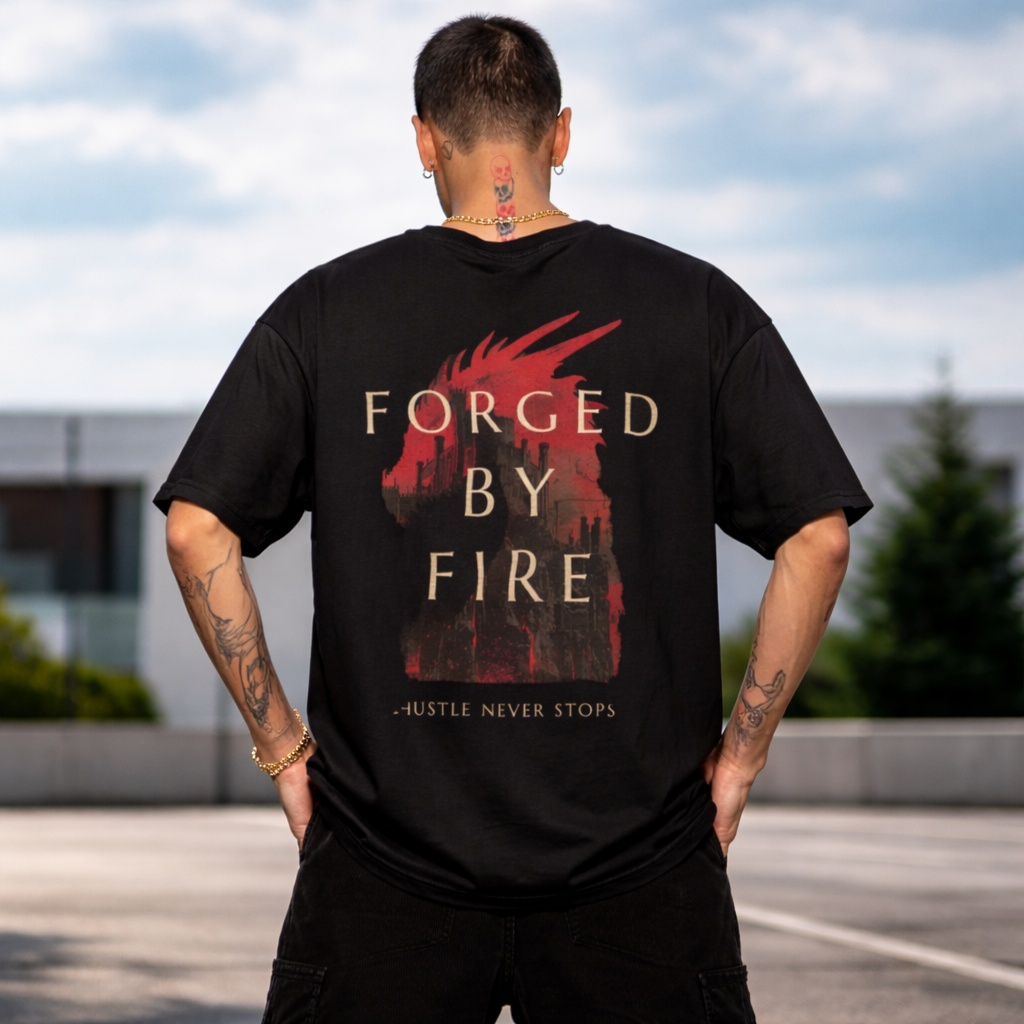 FORGED BY FIRE - Black Oversized T-Shirt