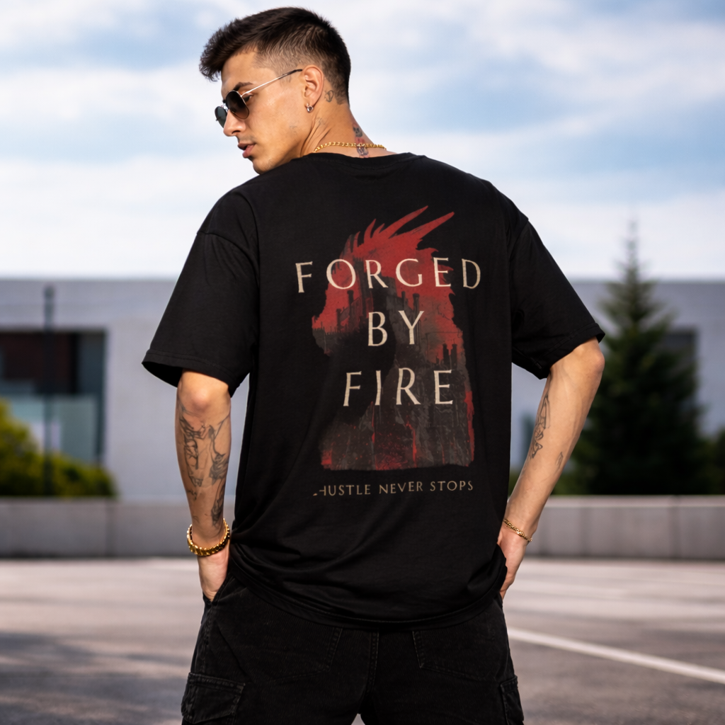 FORGED BY FIRE - Black Oversized T-Shirt