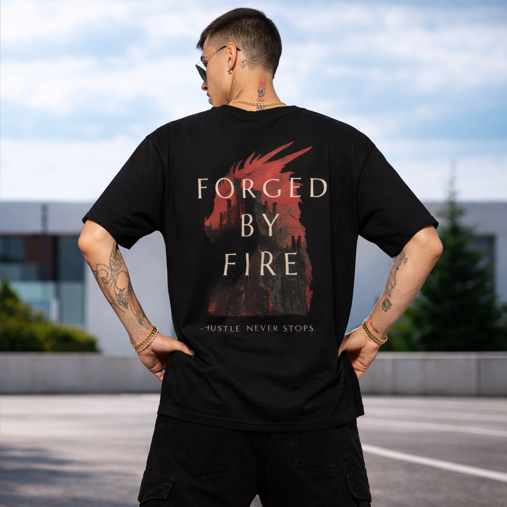 FORGED BY FIRE - Black Oversized T-Shirt