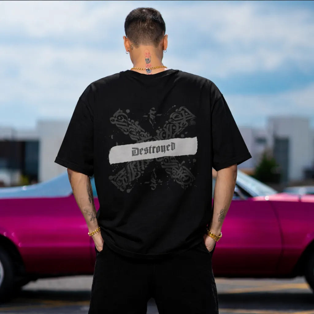 DESTROYED X - Black Oversized T-Shirt