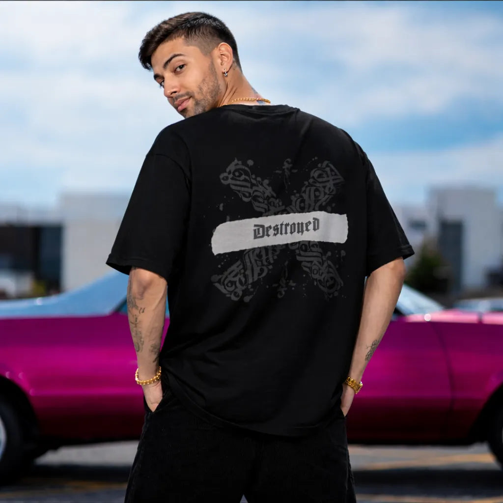 DESTROYED X - Black Oversized T-Shirt