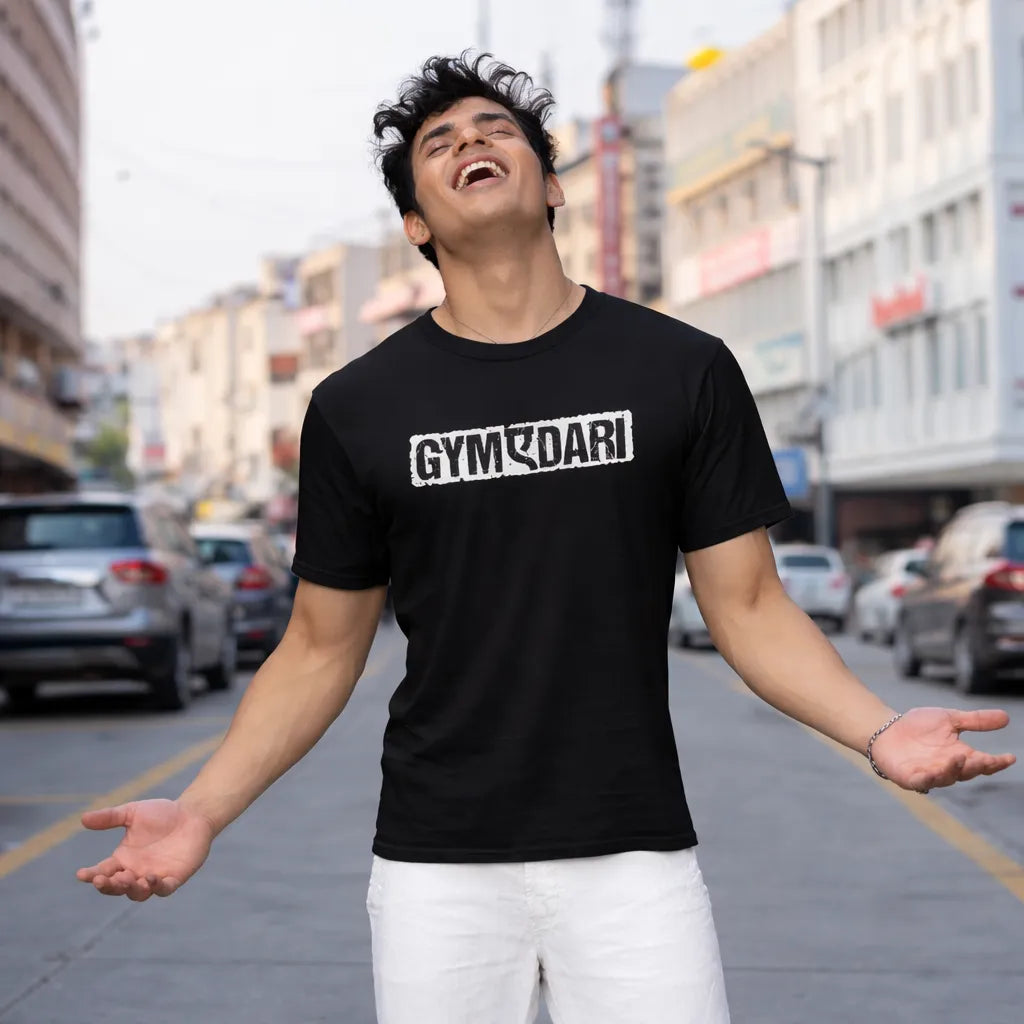 GYMEDARI POWER - Black Regular Fit T-Shirt