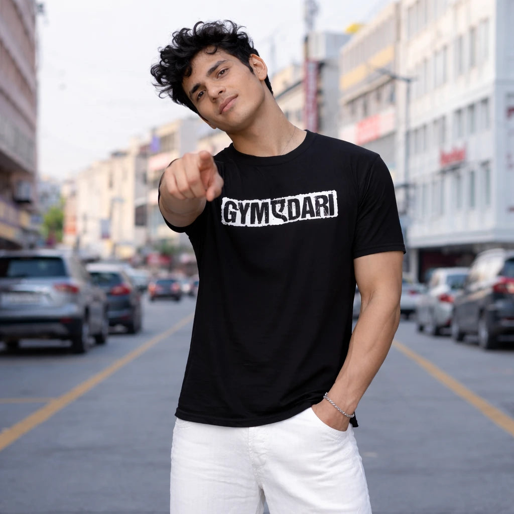 GYMEDARI POWER - Black Regular Fit T-Shirt
