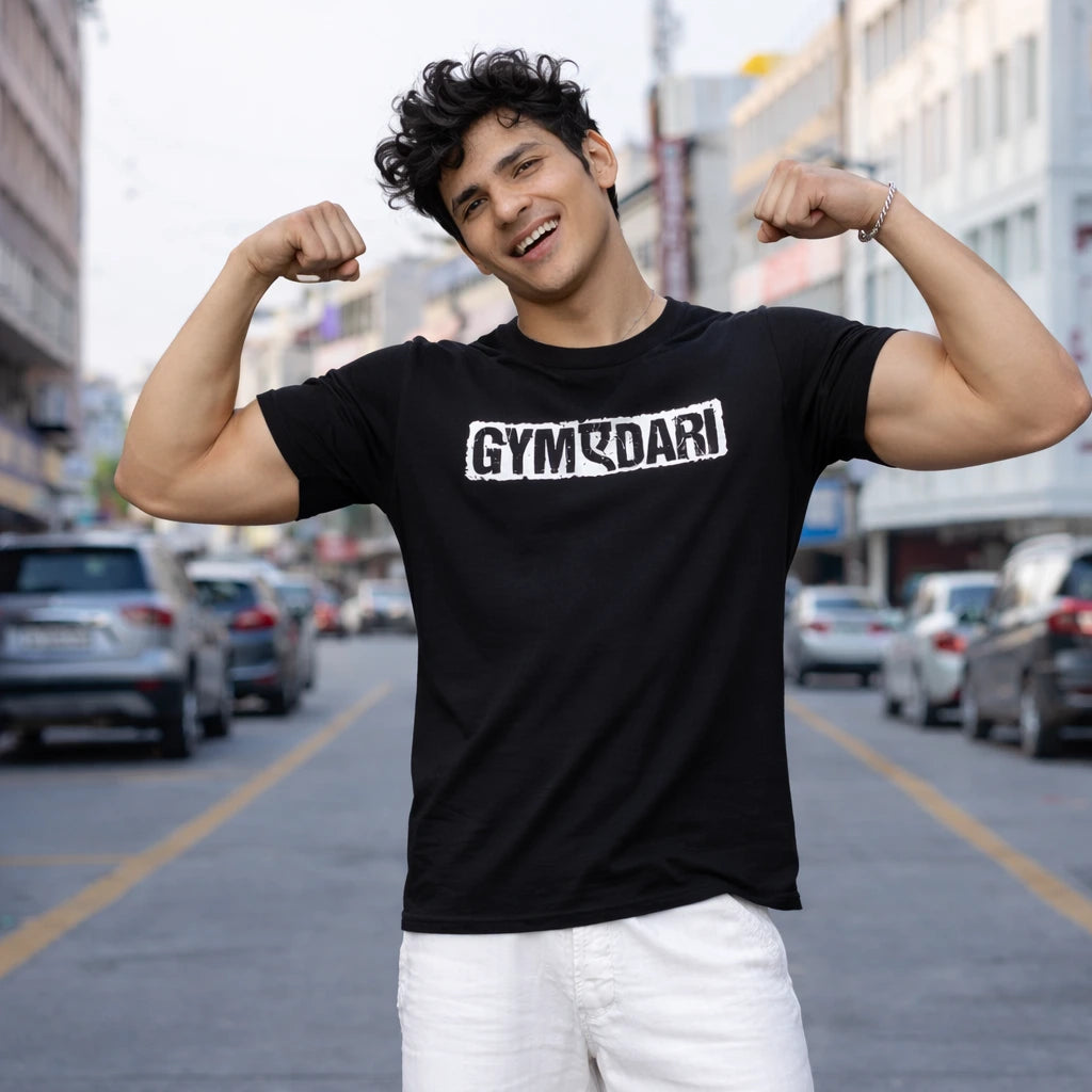 GYMEDARI POWER - Black Regular Fit T-Shirt