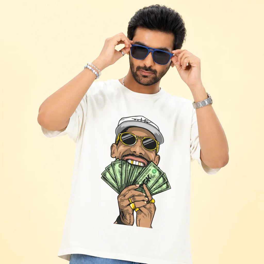 HEAD UP HUSTLE - Off White Oversized T-Shirt