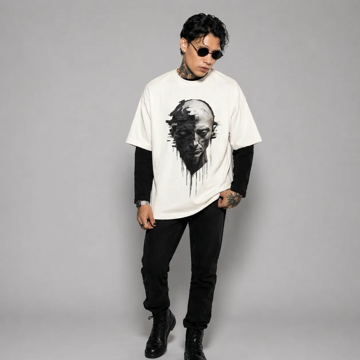 TIMELESS SCULPTURE - Off White Oversized T-Shirt