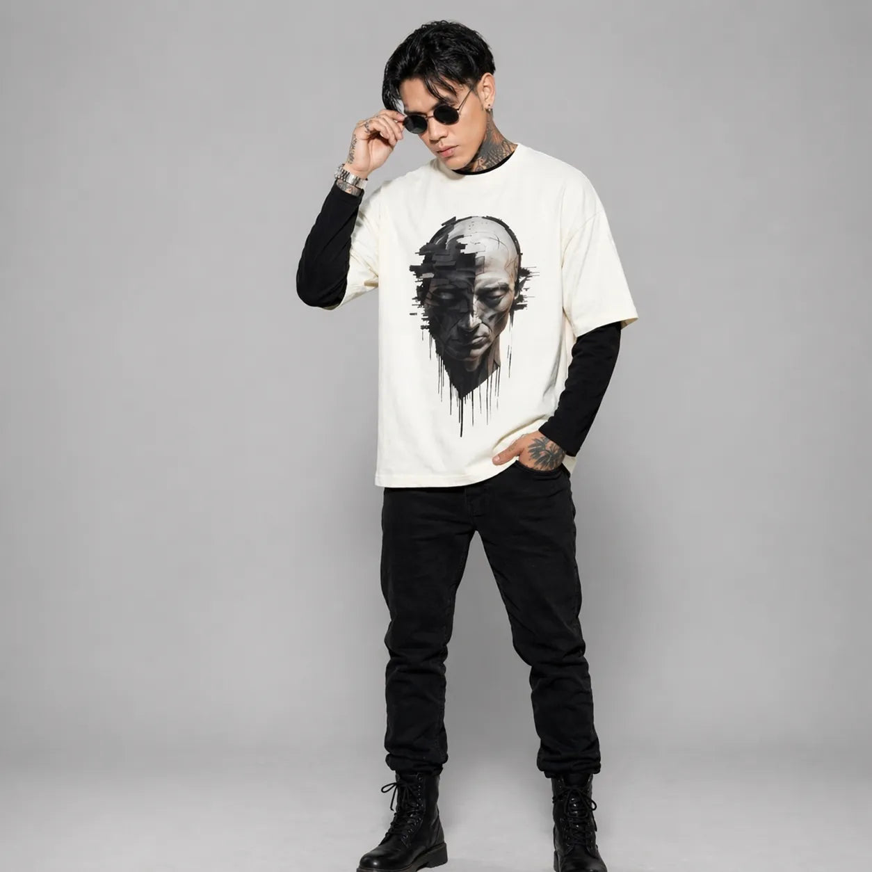 TIMELESS SCULPTURE - Off White Oversized T-Shirt