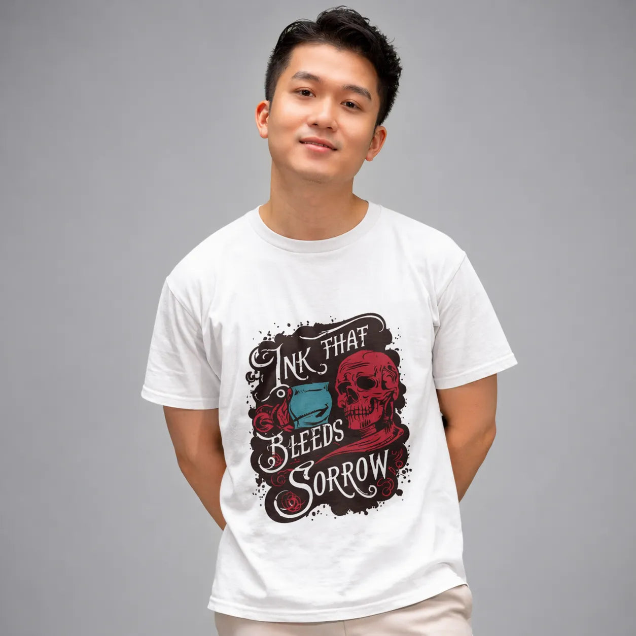 MELANCHOLY STROKES - White Regular Fit T-Shirt