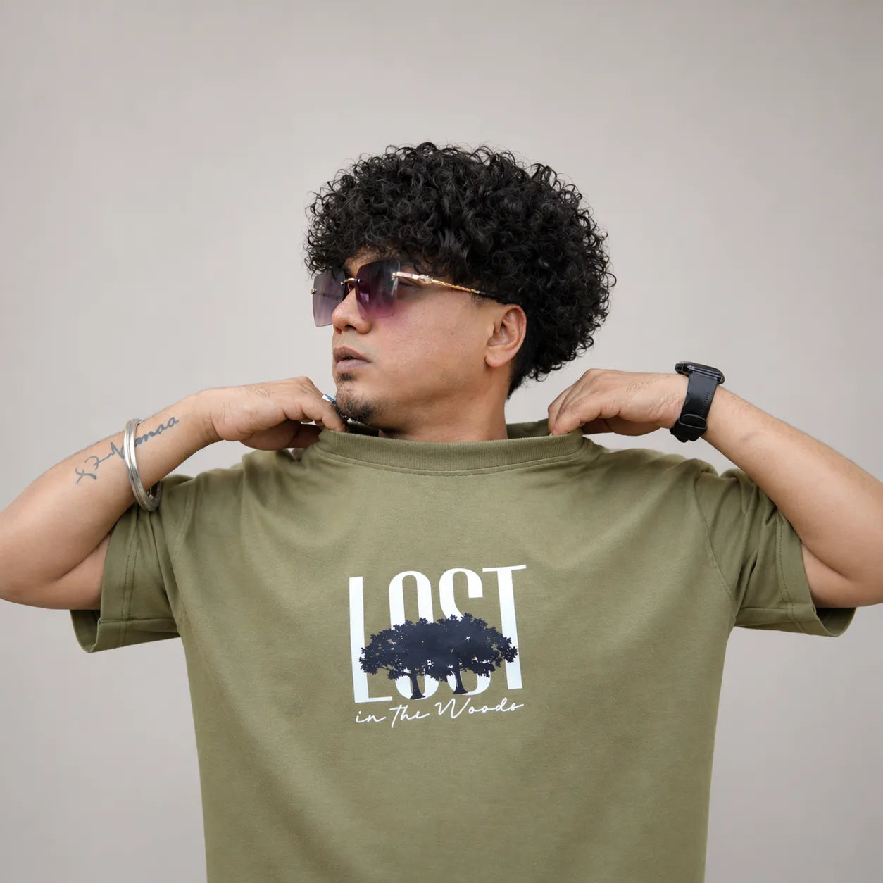 LOST IN THE WOODS - Forest Green Oversized T-Shirt
