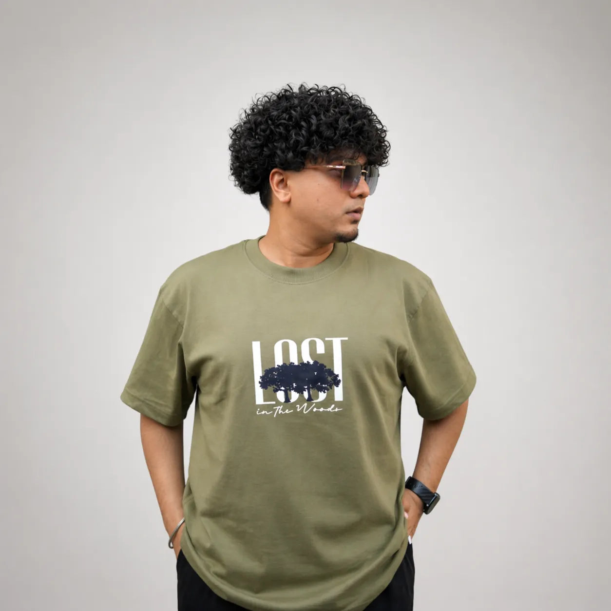 LOST IN THE WOODS - Forest Green Oversized T-Shirt