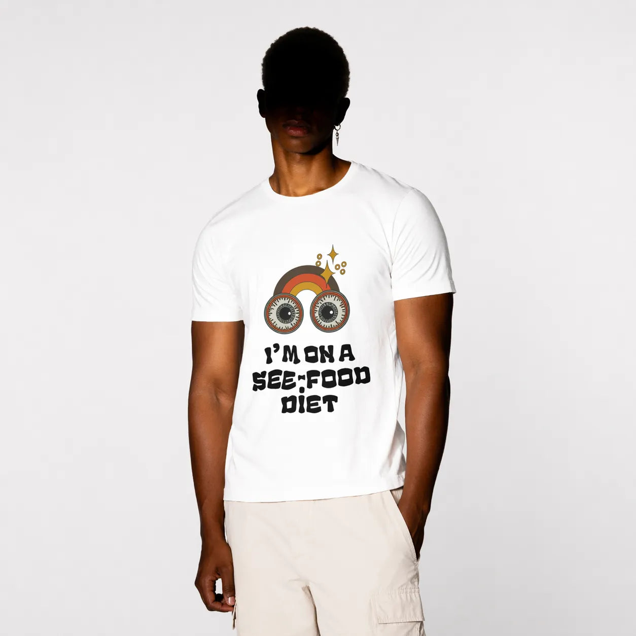 FOODIE VISION - White Regular Fit T-Shirt