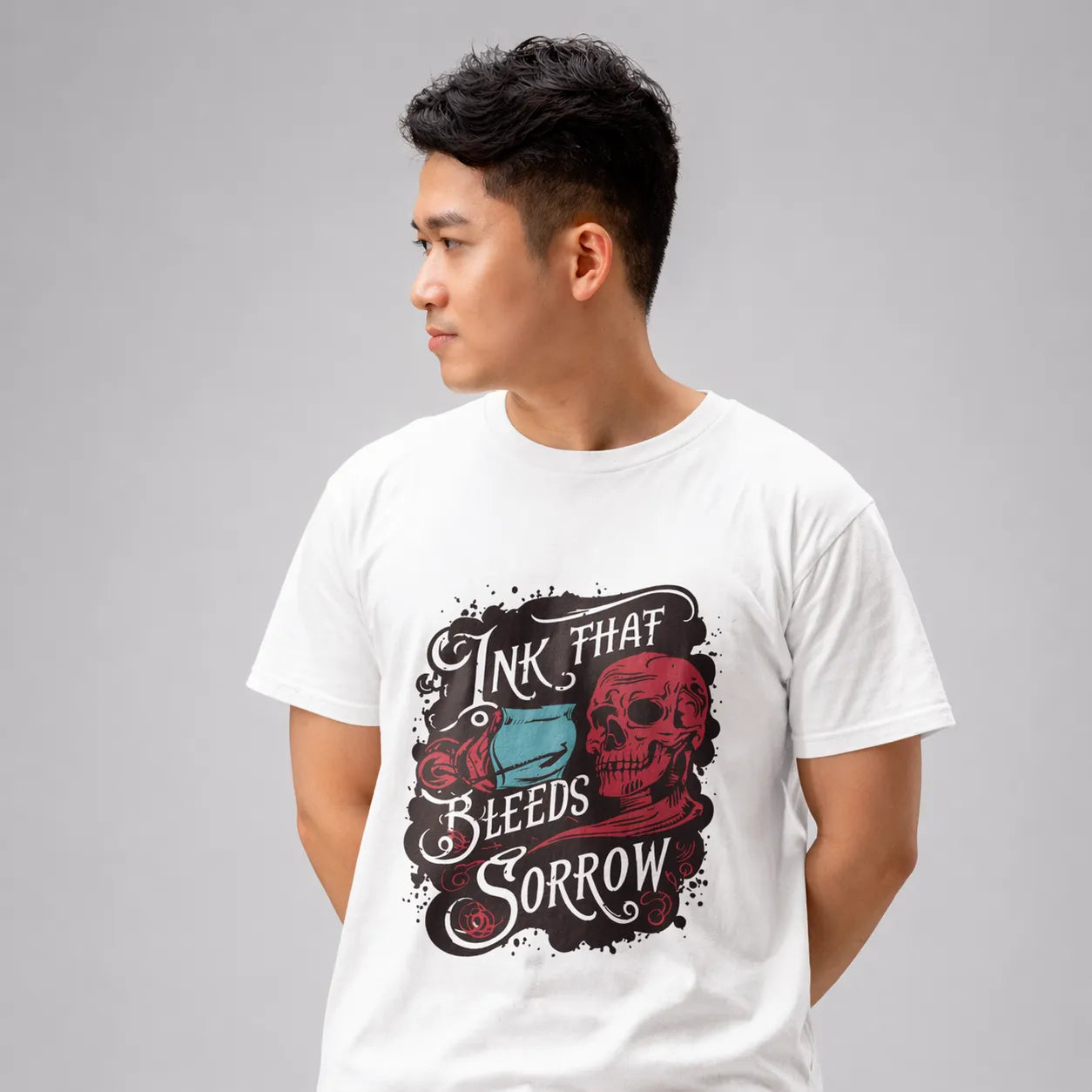 MELANCHOLY STROKES - White Regular Fit T-Shirt