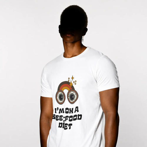 FOODIE VISION - White Regular Fit T-Shirt