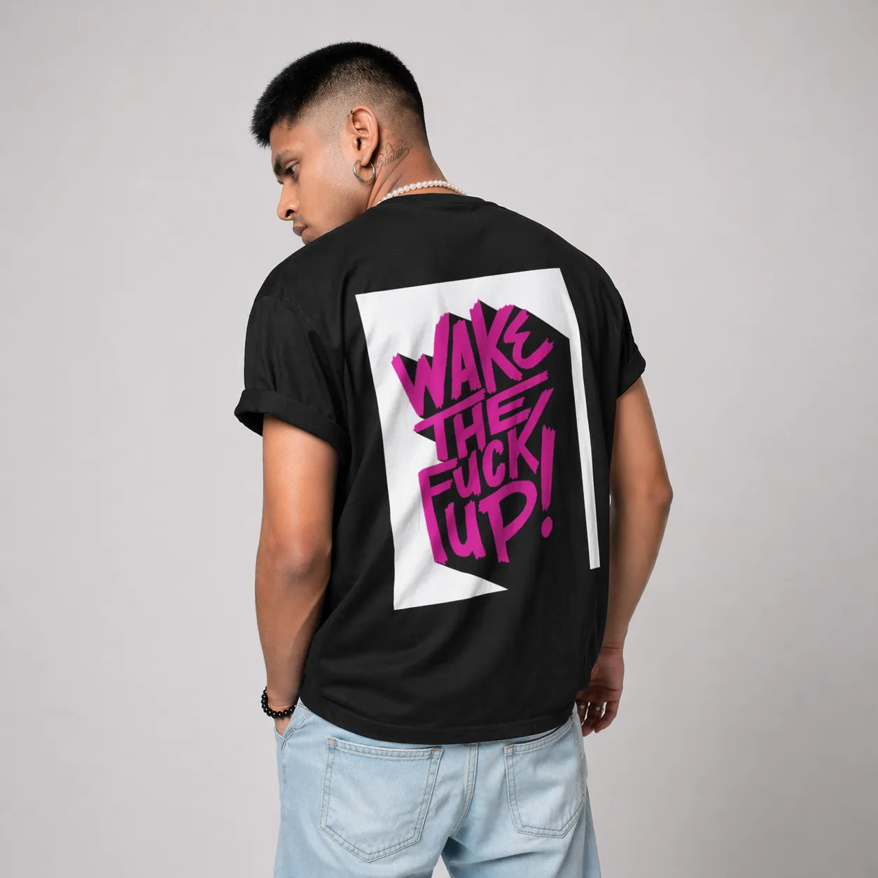 WAKE UP REALITY - Black Regular Fit T-Shirt