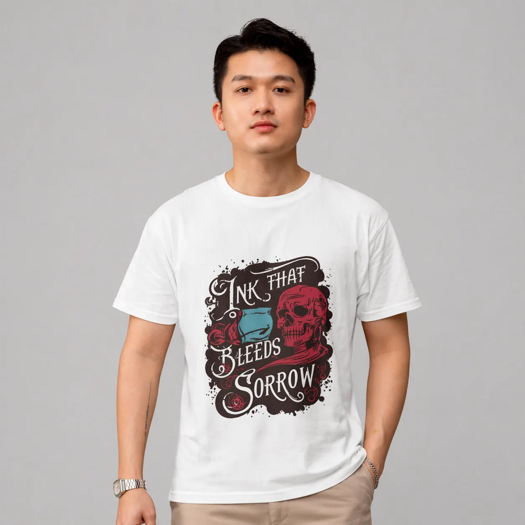 MELANCHOLY STROKES - White Regular Fit T-Shirt