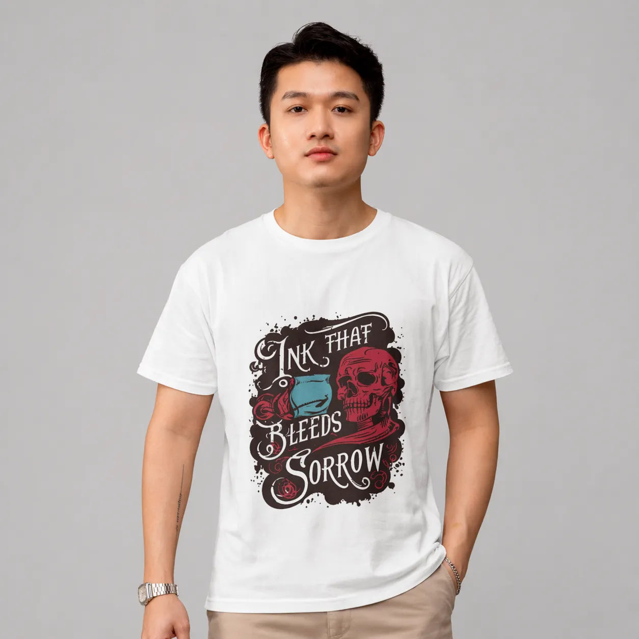 MELANCHOLY STROKES - White Regular Fit T-Shirt