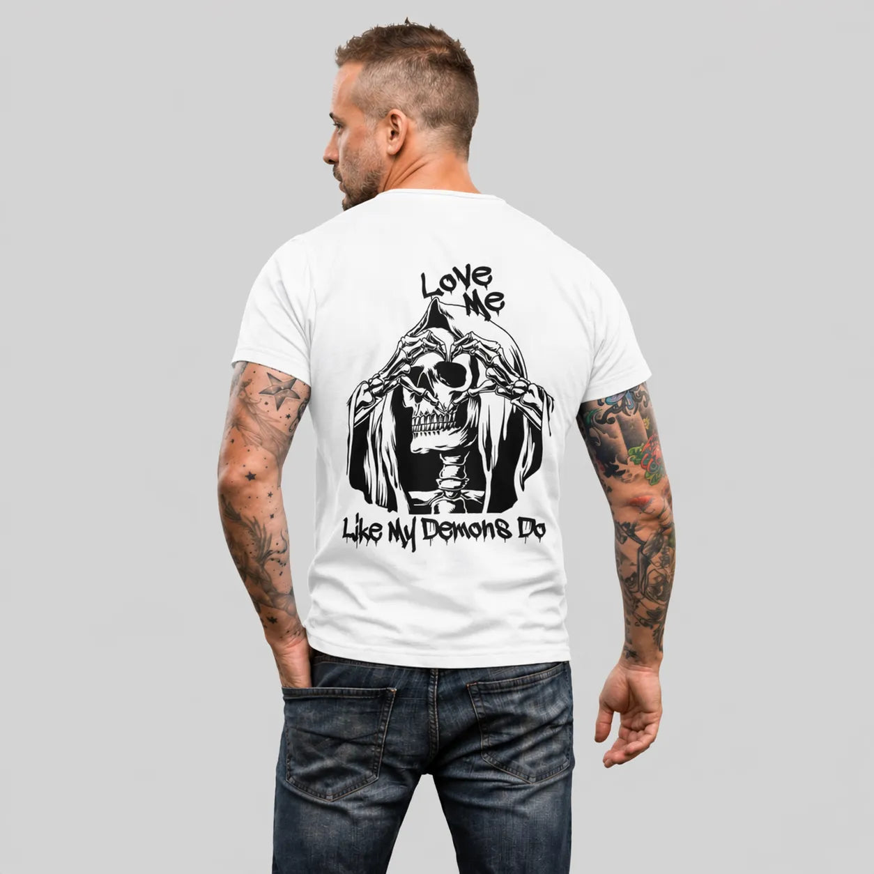 DEMONS LOVE - White Regular Fit T-Shirt