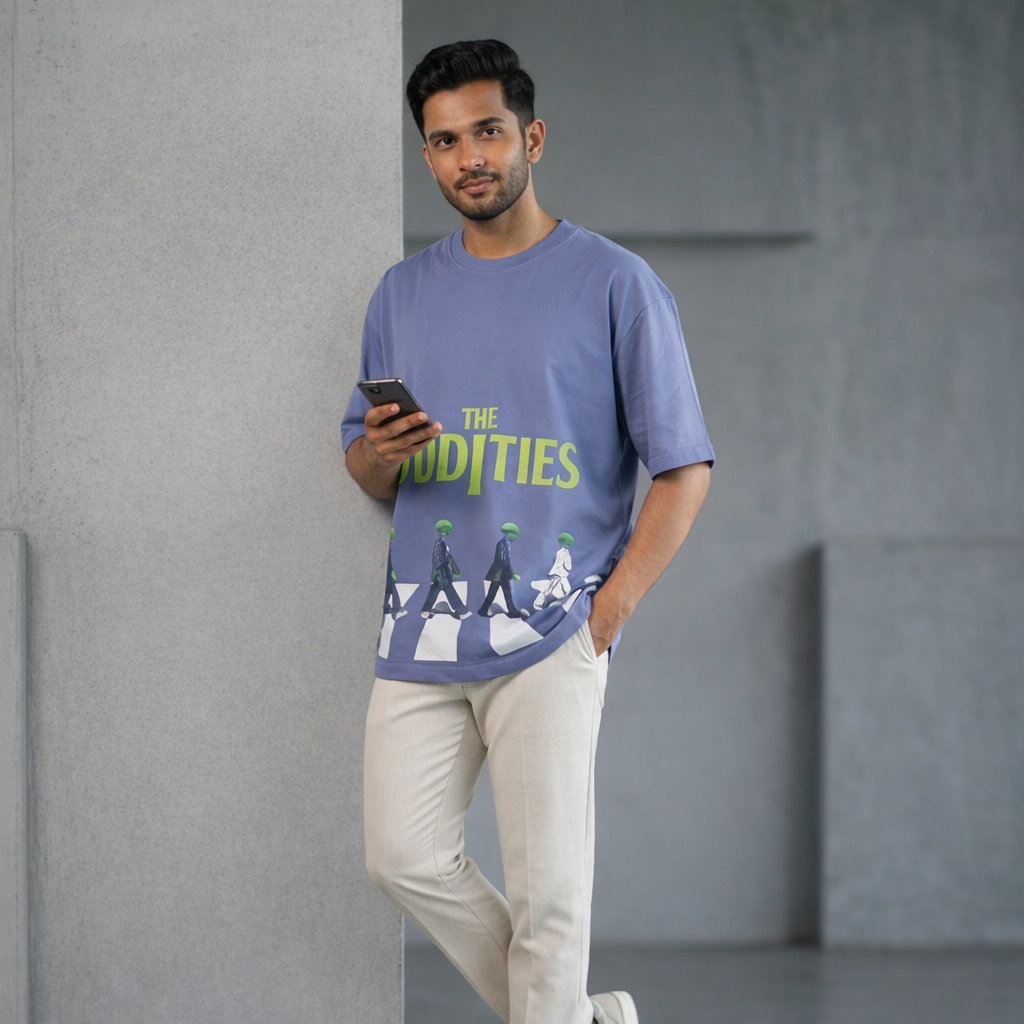 THE ODDITIES - Smoke Blue Oversized T-Shirt