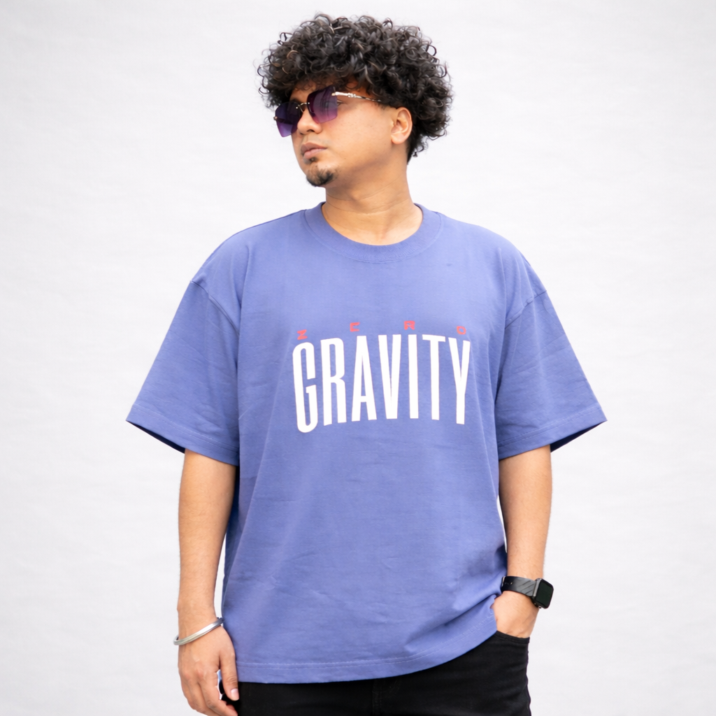 ZERO GRAVITY - Blue Oversized T-Shirt