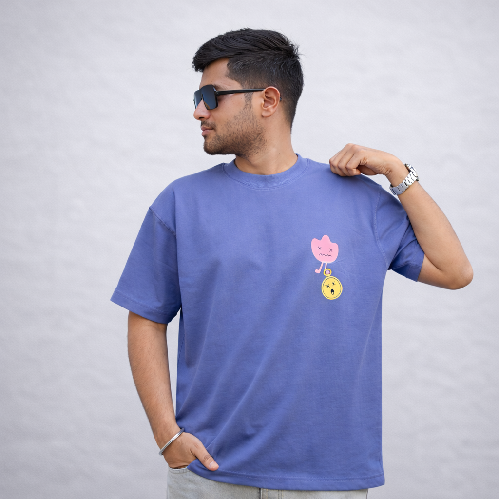 HAZY MORNING - Blue Oversized T-Shirt