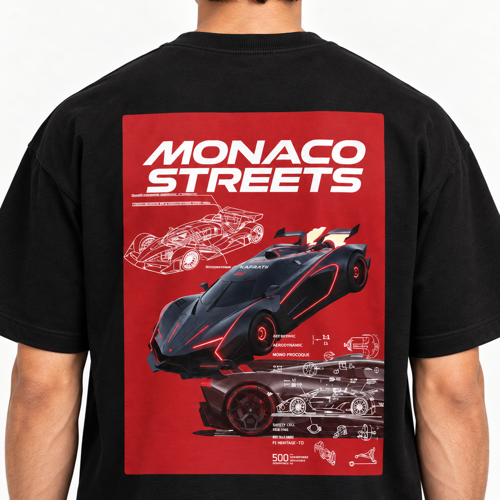 MONACO STREET PROTOCOL - Black Oversized T-shirt