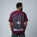 THROTTLE CREW - Maroon Oversized T-Shirt
