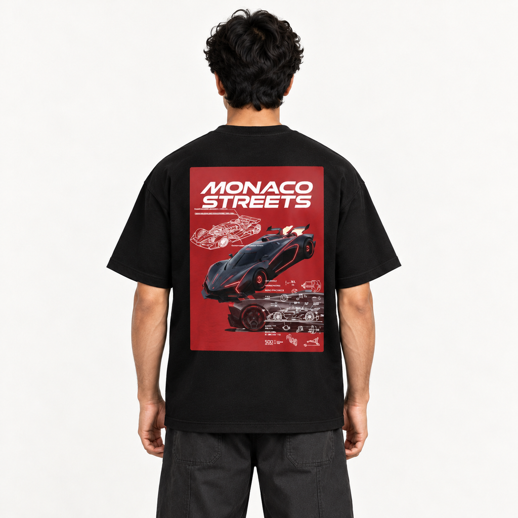 MONACO STREET PROTOCOL - Black Oversized T-shirt