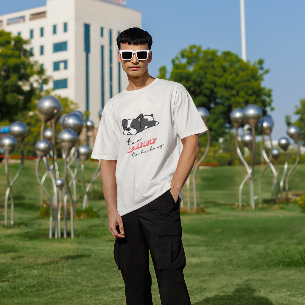 TOO LAZY TO NAME IT - Off White Oversized T-Shirt