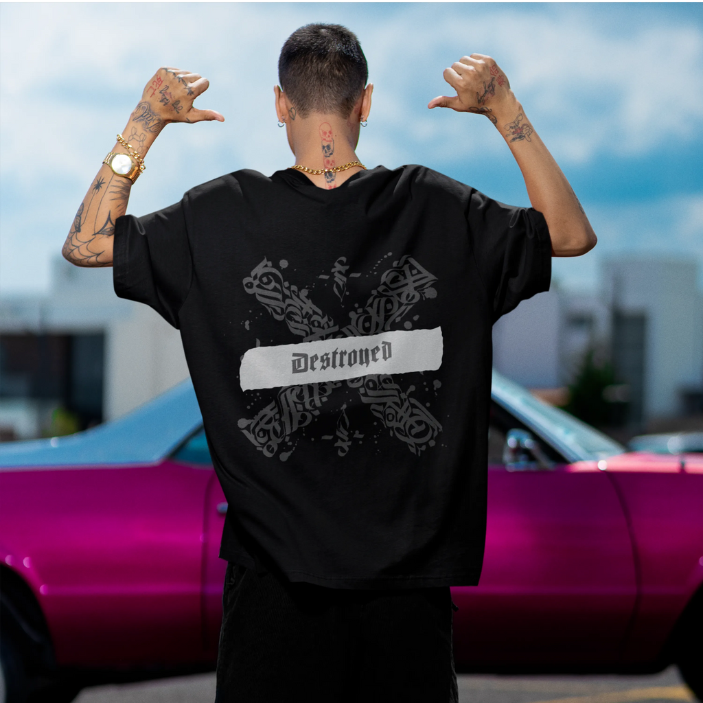DESTROYED X - Black Oversized T-Shirt