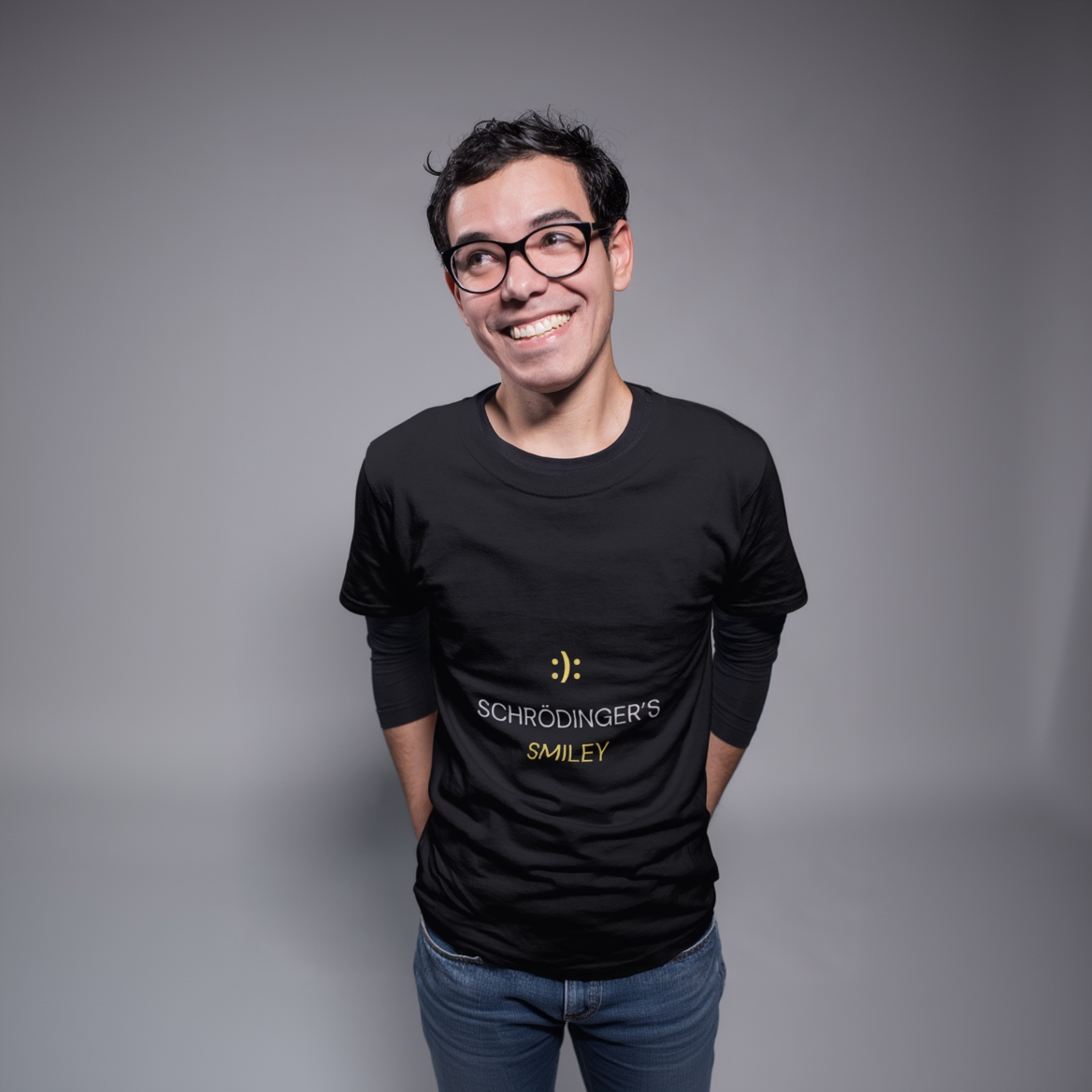 SMILEY QUANTA - Black Regular Fit T-Shirt